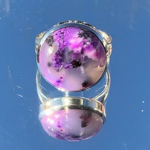 BOUTIQUE PURPLE DENDRITIC OPAL 925 SILVER RING, 9